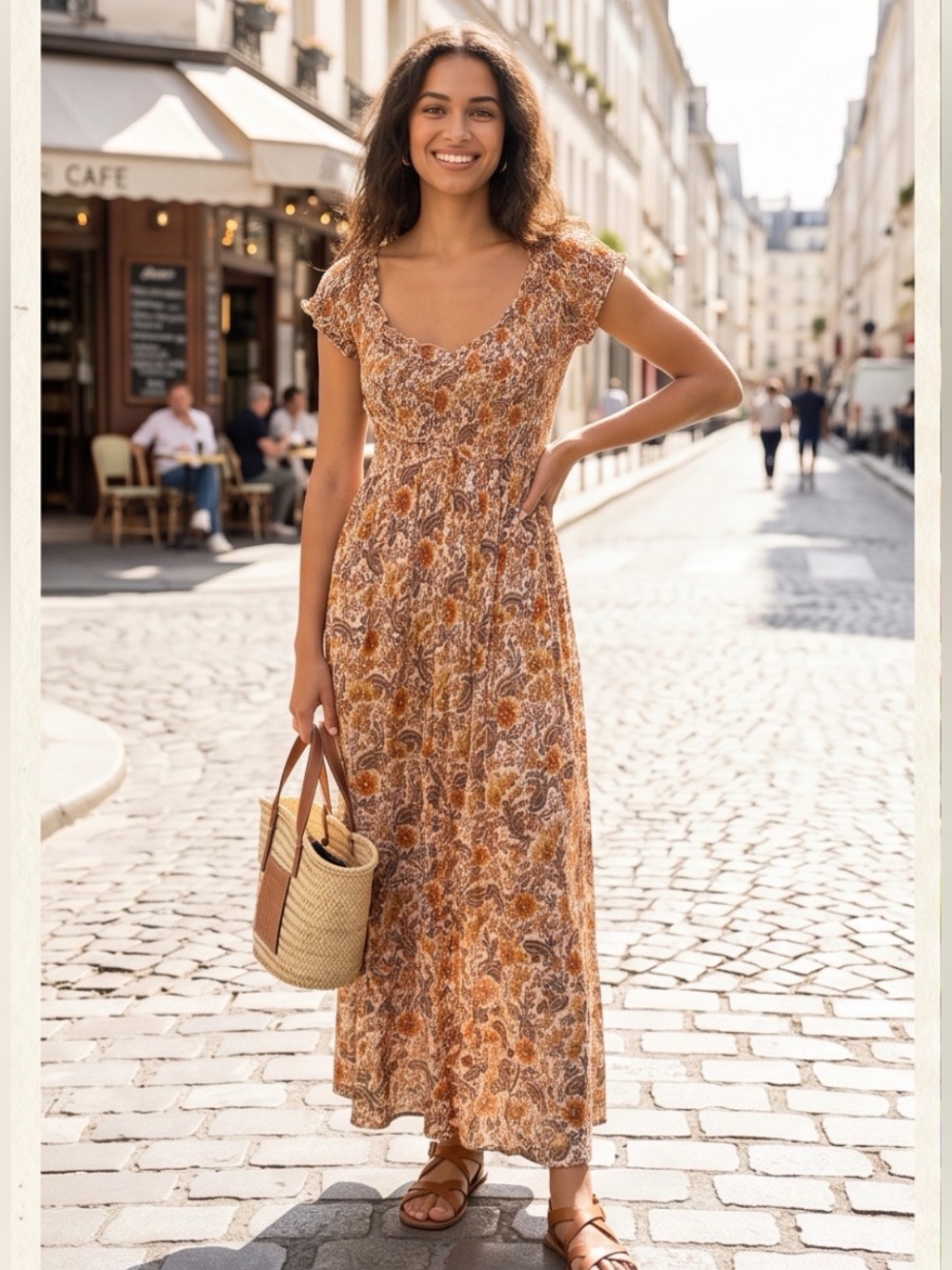 Patrons of Peace- Bohemian Dress with Flowers and Short Sleeve (Retails $139CAD)